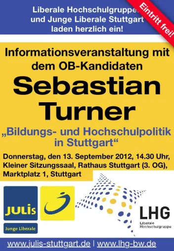 Bild: Einladung zur Veranstaltung "Bildungs- und Hochschulpolitik in Stuttgart" mit OB-Kandidaten Sebastian Turner
