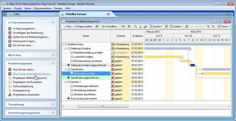 Bild: in-Step 4.10 Personal Edition – vier Prozesse mit einem Download