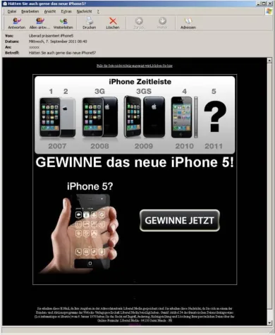 Bild: iPhone5-Spam führt in die Abo-Falle