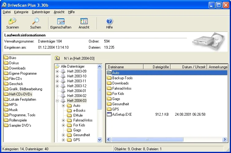 Bild: DriveScan Plus 2006 3.5: Ordnung im Datenträger-Chaos