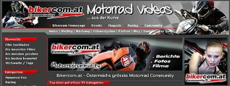 Bild: Bikercom.at kooperiert mit eVisorTV der Motorrad Video Plattform