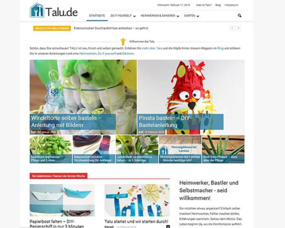 Startseite des DIY-Magazins