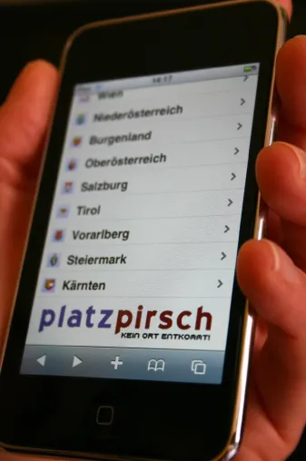 Bild: Location für Events am iPhone finden - mobile Web-Anwendung von platzpirsch.at