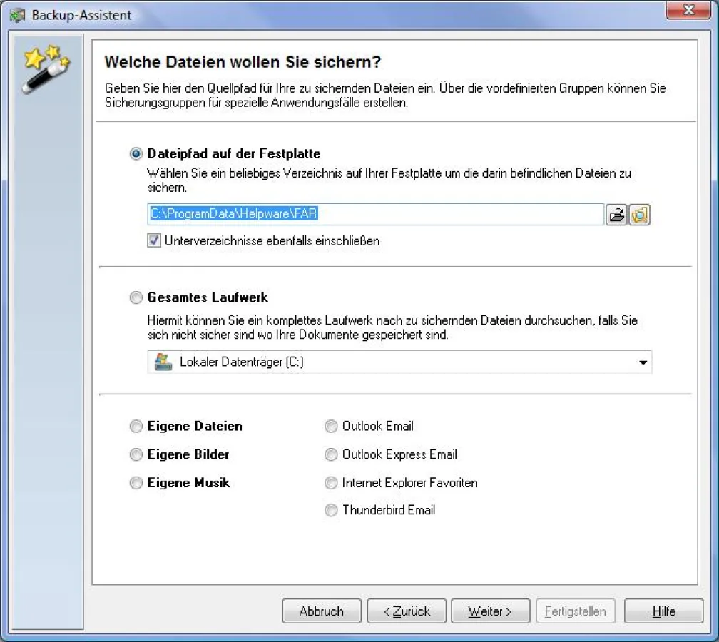 Datensicherung mit BackupXpress