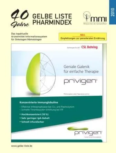 GELBE LISTE PHARMINDEX - ONKOLOGEN/HÄMATOLOGEN 2010 erschienen Bild: GELBE LISTE PHARMINDEX - ONKOLOGEN/HÄMATOLOGEN 2010 erschienen