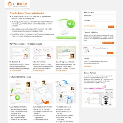 nocake.de, das Portal für Online Wunschzettel erweitert das Angebot Bild: nocake.de, das Portal für Online Wunschzettel erweitert das Angebot