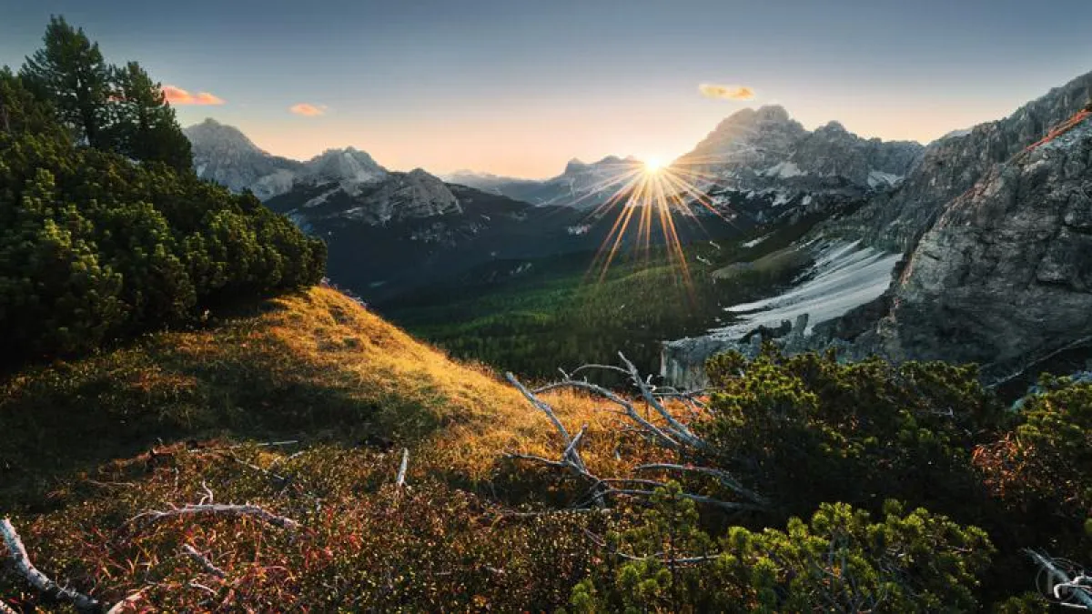 Sonnenuntergang in den Dolomiten, Alpen, Südtirol, Italien, Europa