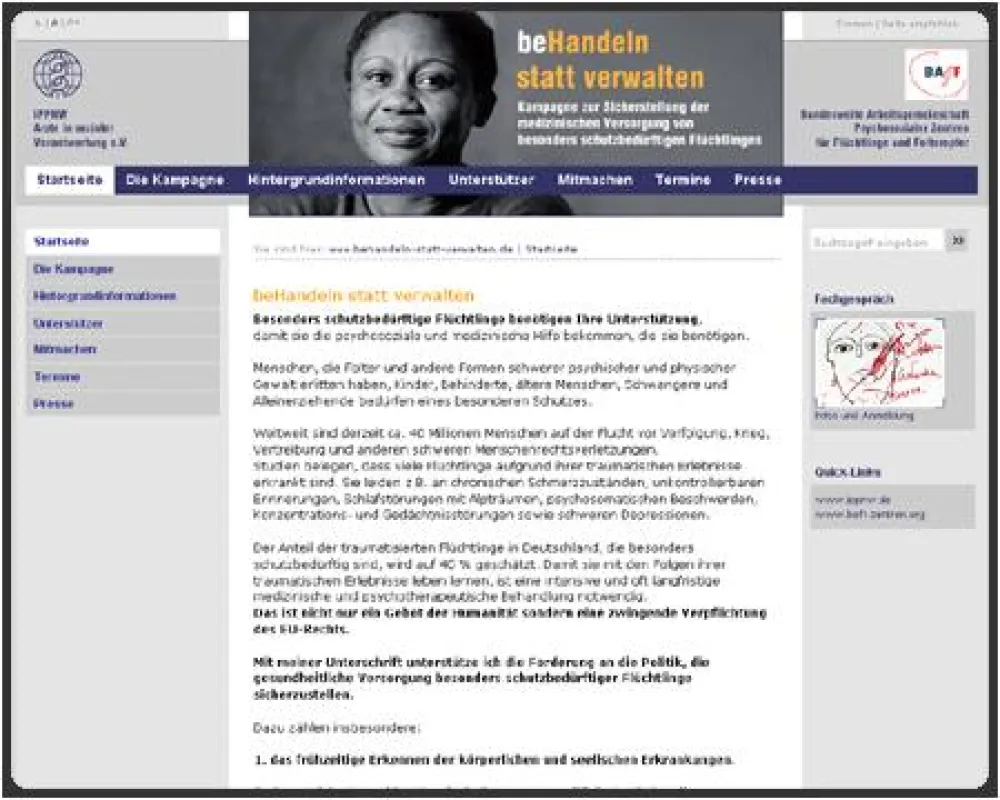 TYPO3-Webseite www.behandeln-statt-verwalten.de