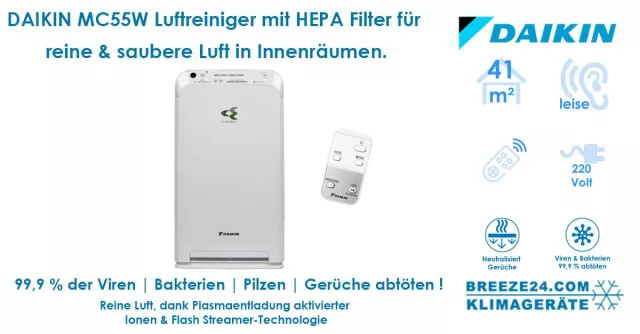 Bild: DAIKIN MC55W Luftreiniger mit HEPA Filter für reine und saubere Luft in Innenräumen