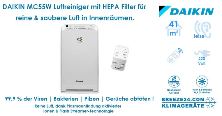 Bild: DAIKIN MC55W Luftreiniger mit HEPA Filter für reine und saubere Luft in Innenräumen