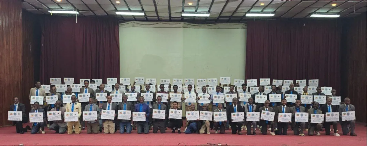 Zeremonie -Gedenkfoto der stellvertretenden Pastoren von 84 Kirchen in Äthiopien mit Shincheonji