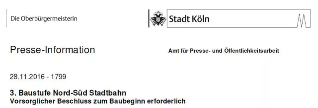 Bild: Baukosten der Nord-Süd-Stadtbahn: Weiteres Verwirrspiel der Kölner Verwaltung