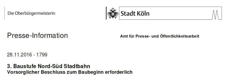 Bild: Baukosten der Nord-Süd-Stadtbahn: Weiteres Verwirrspiel der Kölner Verwaltung