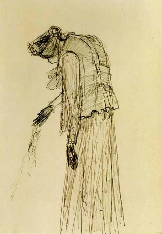 Am Grabe, Feder und Tusche, Foto Roman März, Kunstsammlung Akademie der Künste Berlin