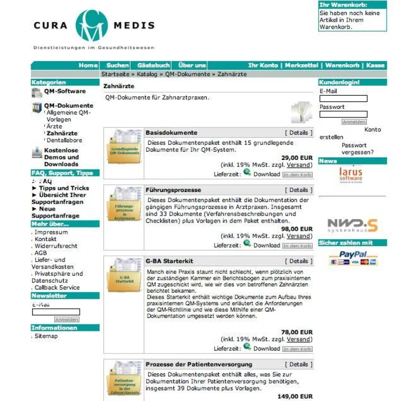 QM - Webshop von CuraMedis