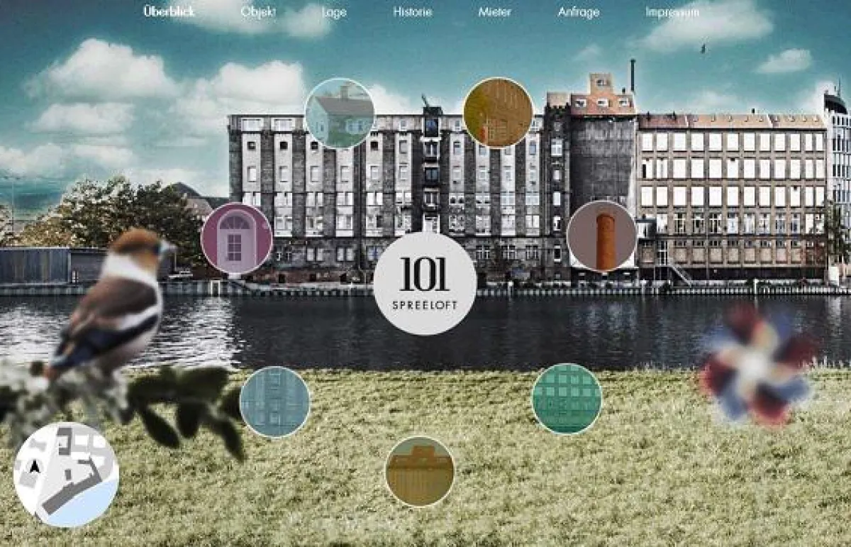 Die Spreeloft-Webseite bietet einen Überblick über die Gebäude und liefert historische Informationen