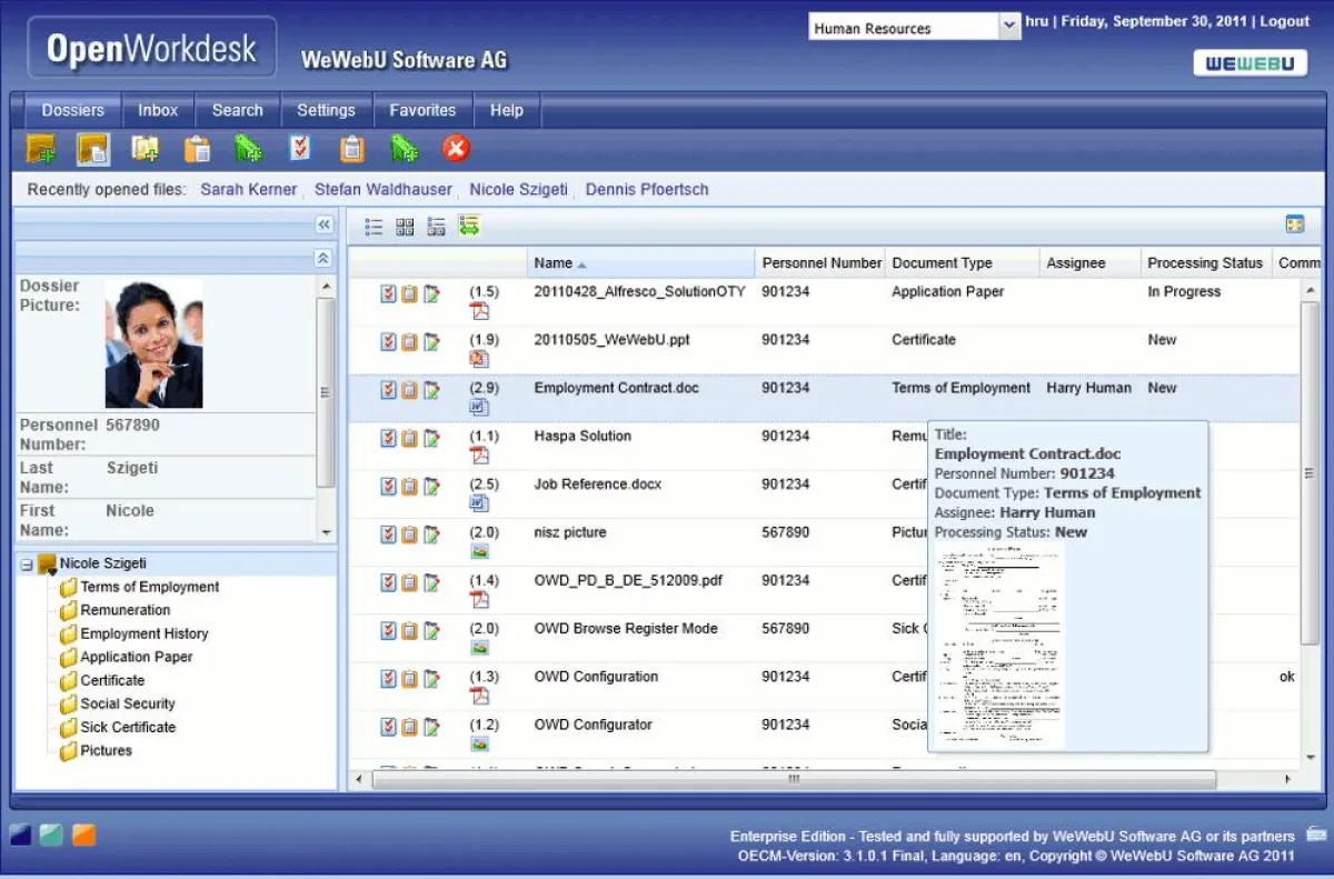 WeWebU OpenWorkdesk - Alfresco EMEA Lösung des Jahres 2011