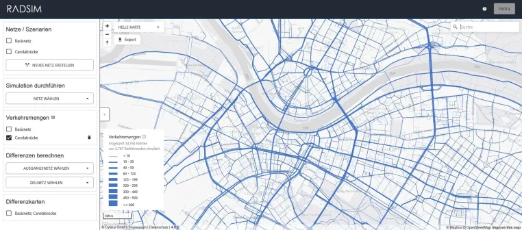 Bild: Digitale Plattform „RadSim“ der TU Dresden unterstützt Kommunen bei der Planung einer besseren Radinfrastruktur