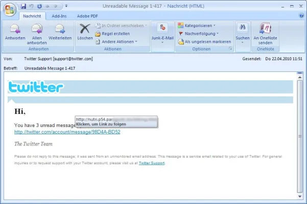 Bild: Massive Virenattacke mit gefälschten Twitter-Mails