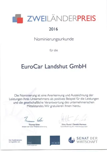 Landshuter Autohaus nominiert für Zweiländerpreis Bild: Landshuter Autohaus nominiert für Zweiländerpreis
