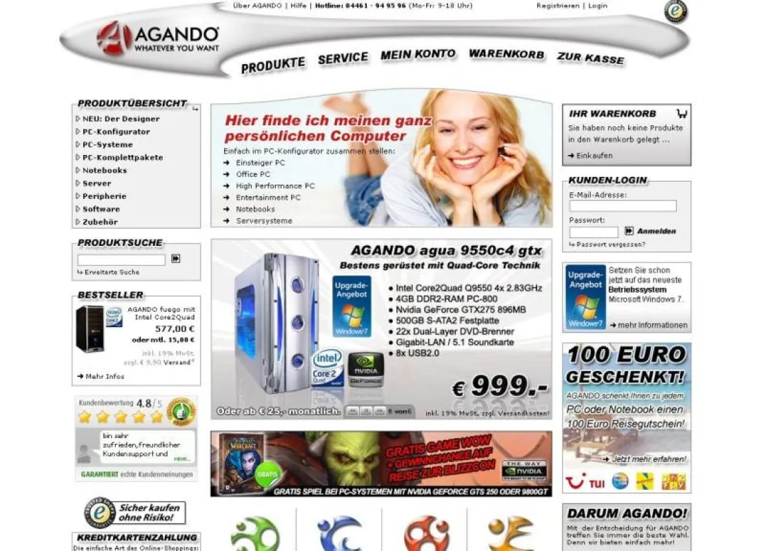 Screenshot Webshop AGANDO (www.agando.de)