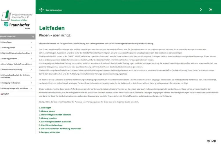 Leitfaden „Kleben – aber richtig“: Praxistipps und Hinweise zum fachgerechten Kleben Bild: Leitfaden „Kleben – aber richtig“: Praxistipps und Hinweise zum fachgerechten Kleben