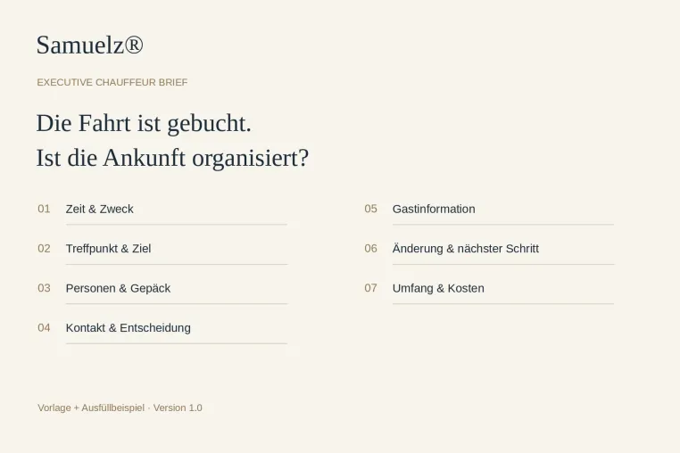 Bild: Samuelz veröffentlicht Chauffeur-Briefing für Executive Assistants