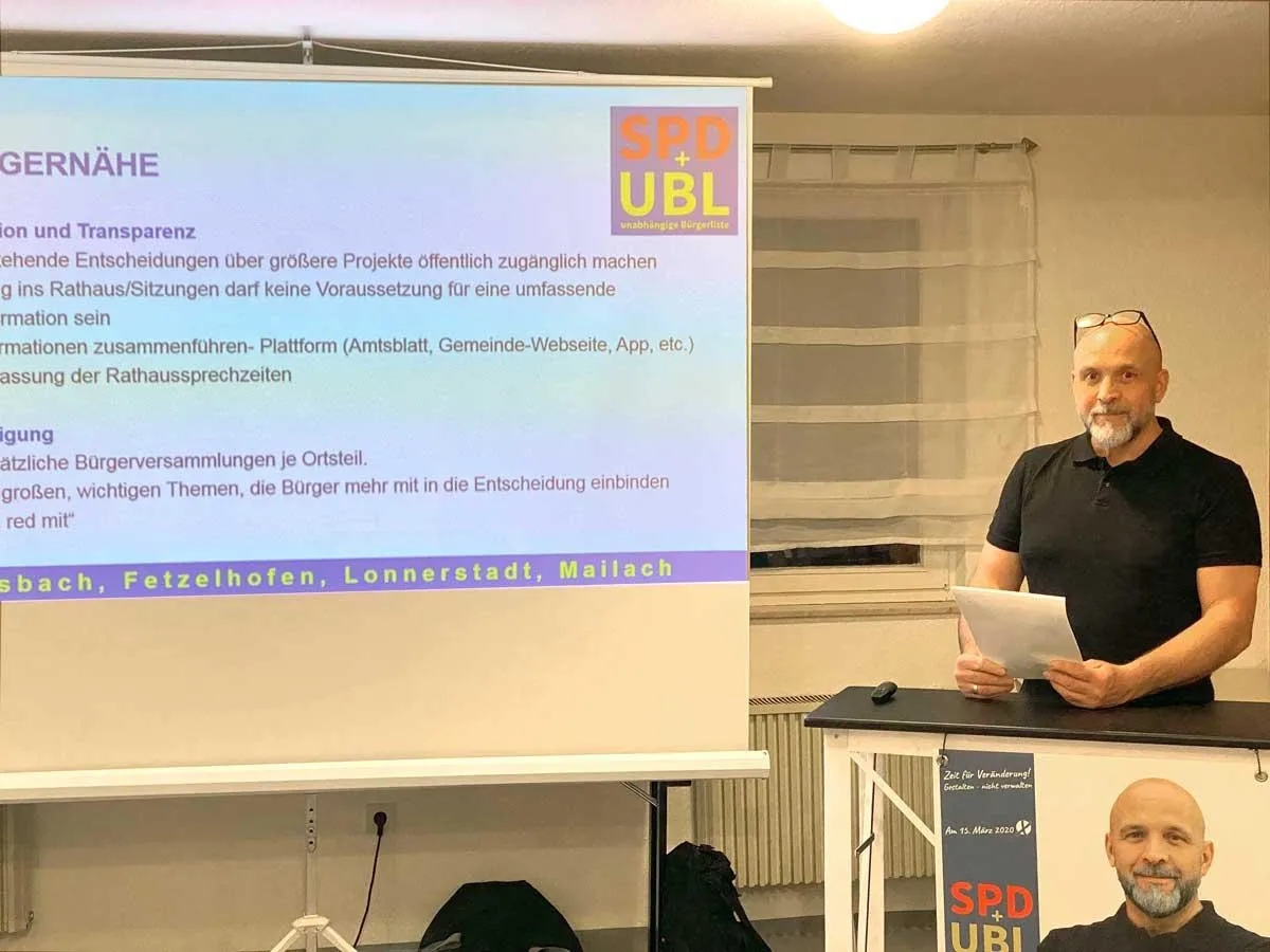 Horst Gäck, Bürgermeisterkanditat der SPD+UBL Lonnerstadt