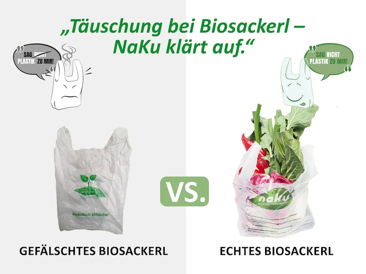 Gefälschtes Biosackerl VS. Echtes Biosackerl
