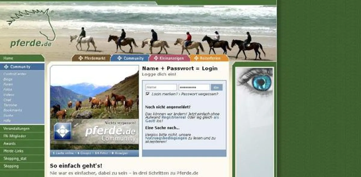 Die neu gestaltete Webseite von Pferde.de