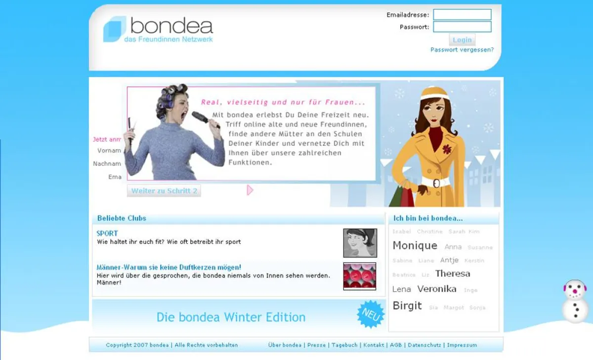 Bildschirmfoto: Die bondea Winter Edition