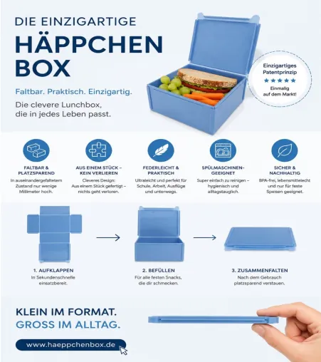 Bild: Neuheit für Küche, Haushalt & To-Go: Die faltbare Lunchbox, die fast keinen Platz braucht