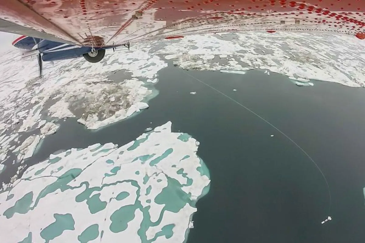 Flight campaign 2016: ice thickness measurement (Arctic Ocean) (Photo: Alfred-Wegener-Institut / E. Horvath)