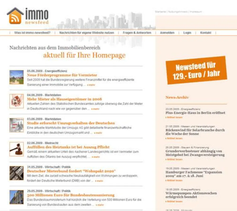 Screenshot immonewsfeed.de