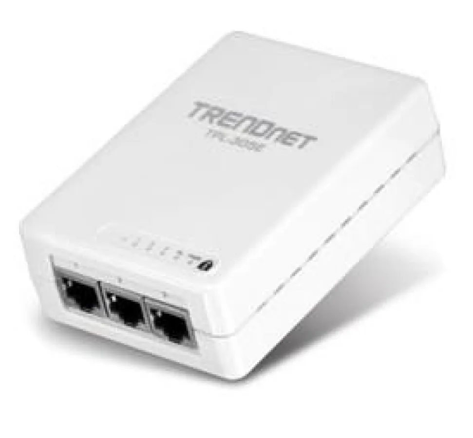 TRENDnet präsentiert 3fach 200 MBit/s Powerline-AV-Adapters, Modell TPL-305E, mit drei zusätzlichen Ethernet-Ports.