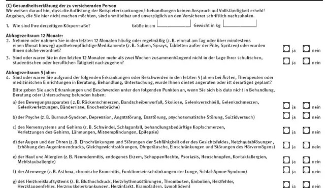 Bild: Gesundheitsfragen bei der Berufsunfähigkeitsabsicherung