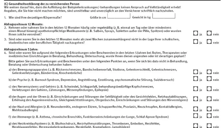 Gesundheitsfragen bei der Berufsunfähigkeitsabsicherung Bild: Gesundheitsfragen bei der Berufsunfähigkeitsabsicherung