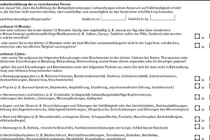 Bild: Gesundheitsfragen bei der Berufsunfähigkeitsabsicherung