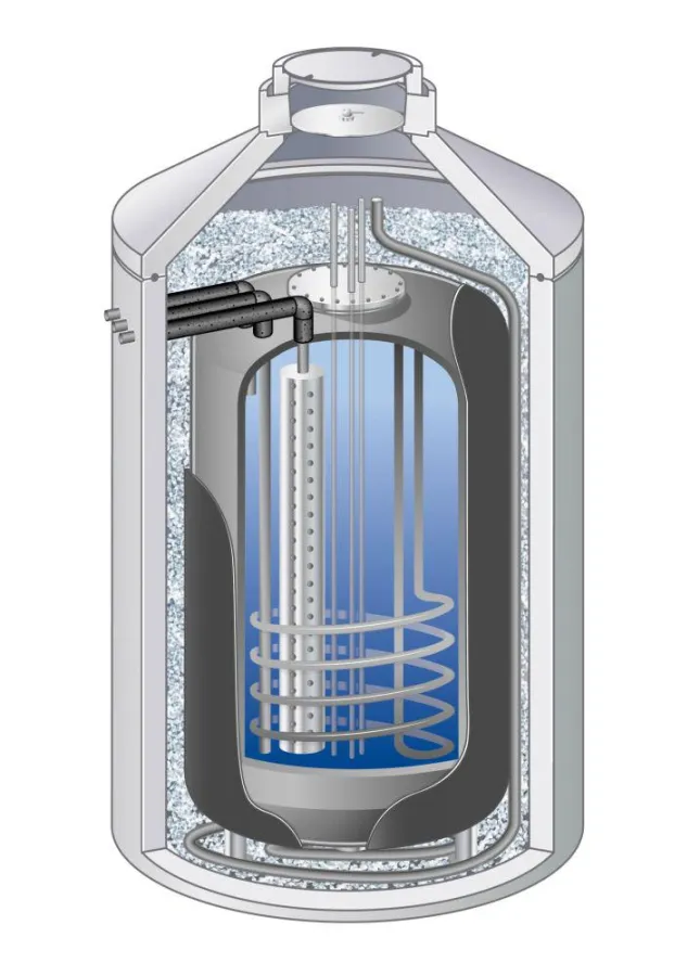 Der Pufferspeicher wird im Werk vormontiert und auf der Baustelle direkt vom Lieferfahrzeug versetzt