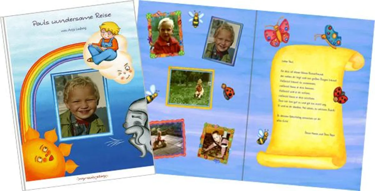 Personalisierte Kinderbücher mit eigener Fotoseite und persönlicher Widmung