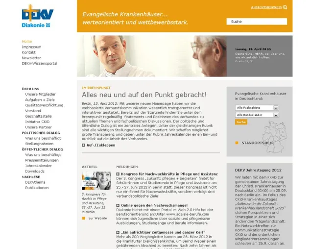 Bild: Gesundheit 2.0: Deutscher Evangelischer Krankenhausverband mit neuer Website