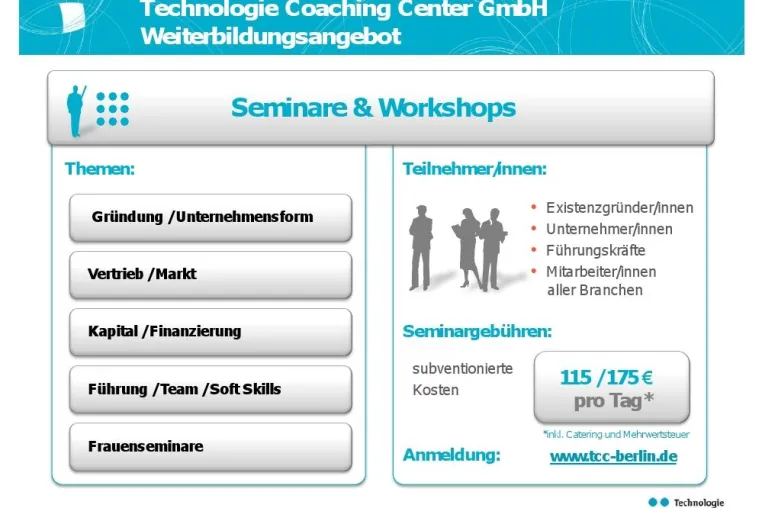 Bild: Durch Qualifizierung erfolgreich ins Neue Jahr starten - Das TCC Berlin präsentiert sein neues Seminarprogramm