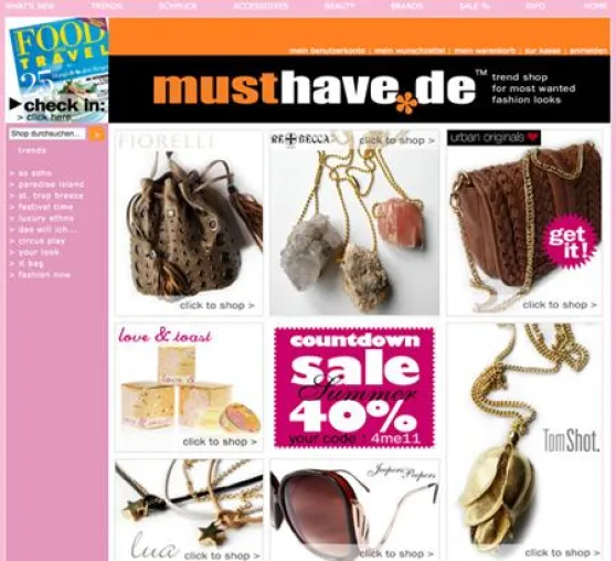 40% im Sale auf alles beim Onlineshop musthave.de Bild: 40% im Sale auf alles beim Onlineshop musthave.de