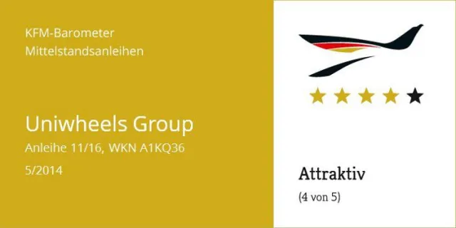 Bild: KFM-Mittelstandsanleihen-Barometer – Die „Uniwheels-Anleihe“ (Update)