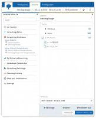Bild: Recherche- und Reportingfunktionen innerhalb der Telematik-Lösung fleetmanager.com