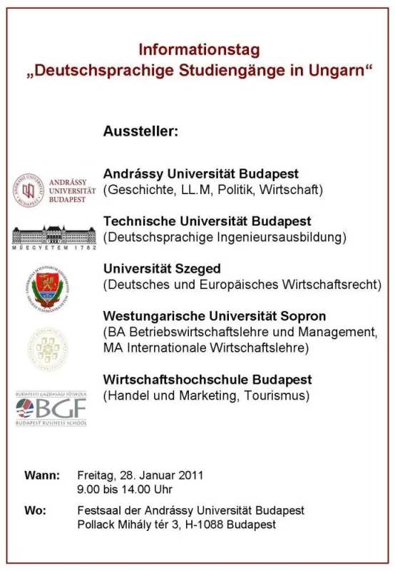 Plakat zum Infotag der deutschsprachigen Studiengänge