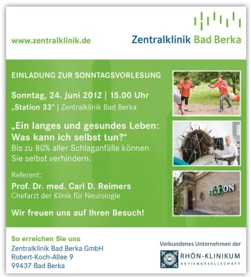 Zentralklinik startet neue Veranstaltungsreihe „Sonntagsvorlesungen“ für Patienten und Besucher am 24.06.2012 Bild: Zentralklinik startet neue Veranstaltungsreihe „Sonntagsvorlesungen“ für Patienten und Besucher am 24.06.2012