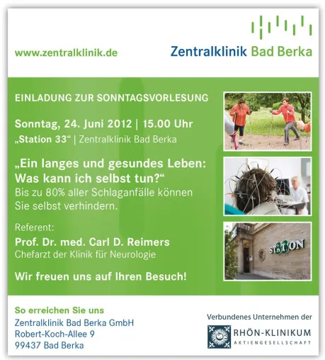 Bild: Zentralklinik startet neue Veranstaltungsreihe „Sonntagsvorlesungen“ für Patienten und Besucher am 24.06.2012