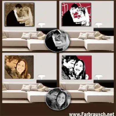 Bild: Persönliche Geschenkidee zur Hochzeit - Portrait vom Hochzeitspaar im Retro- oder Popart-Stil