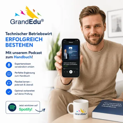 Bild: Erfolgreich zum Technischen Betriebswirt: GrandEdu erweitert sein Lernkonzept um Fachhandbuch und Podcast